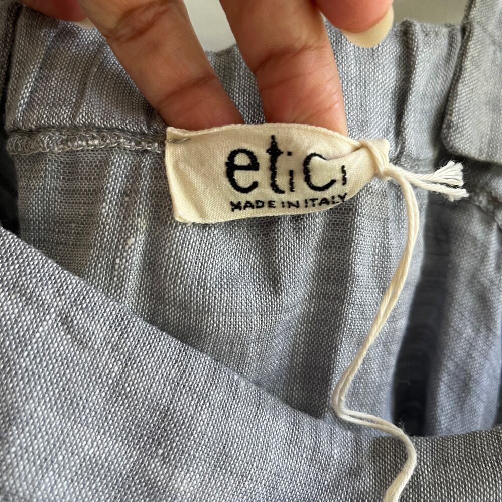 Etici made in Italy gray 100% linen top, straps, wooden buttons closure, size XS - Picture 6 of 8